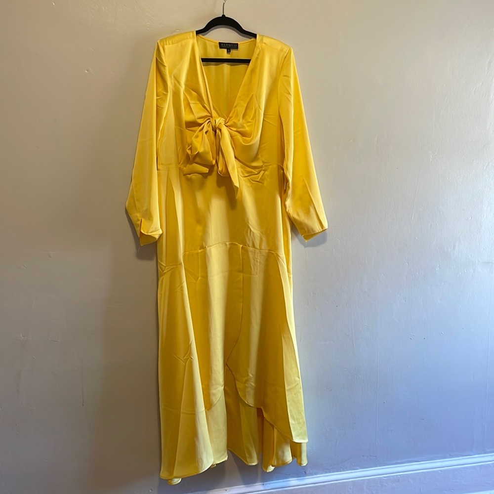ELOQUII yellow tie-front dress size 20